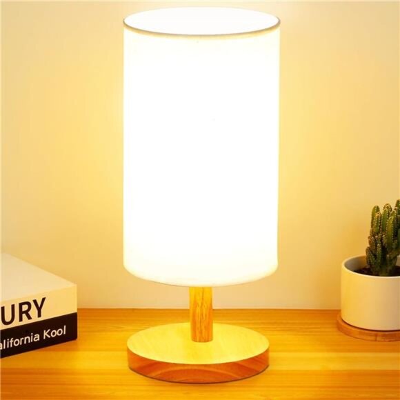 AFROG Table Lamp for Bedroom - 3 Way Dimmable Nightstand Lamp with Round Flaxen - Picture 1 of 8